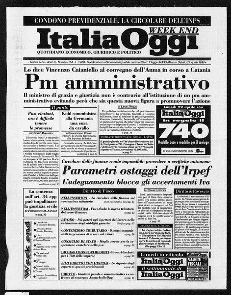 Italia oggi : quotidiano di economia finanza e politica